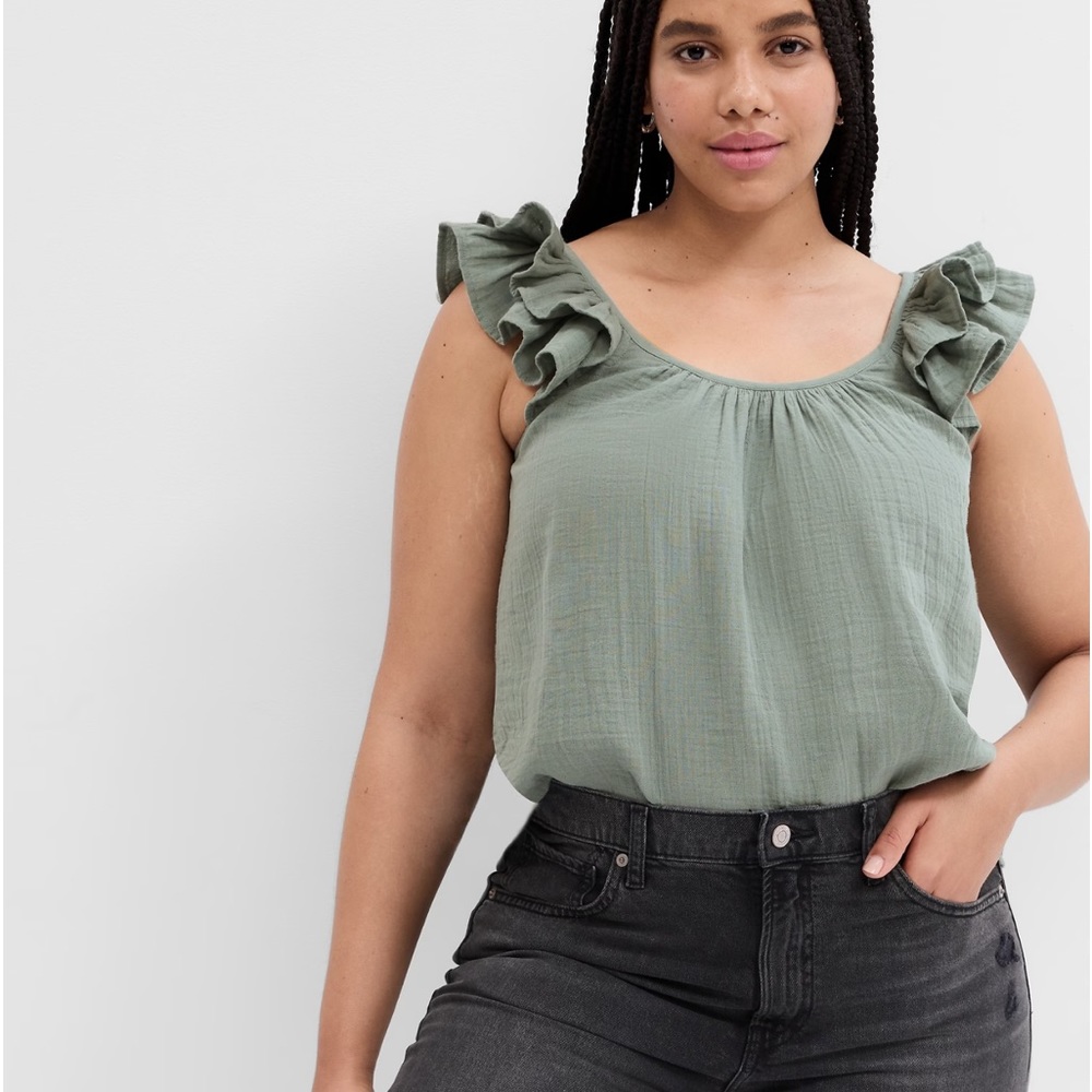 Scoopneck Ruffle Sleeve Top